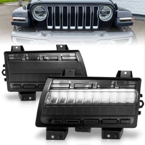 ANZO 2018-2021 Jeep Wrangler LED Side Markers Chrome Housing Smoke Lens w/ Seq. Signal Low Config thumbnail 8