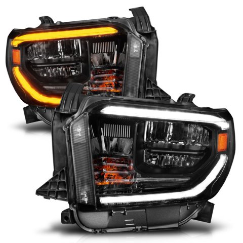 ANZO 14-21 Toyota Tundra (OE Halogen w/LED DRL) LED Crystal Headlights w/ Switchback & DRL - Blk thumbnail 4