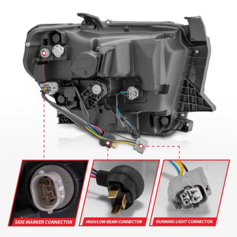 ANZO 14-21 Toyota Tundra (OE Halogen w/LED DRL) LED Crystal Headlights w/ Switchback & DRL - Blk thumbnail 5