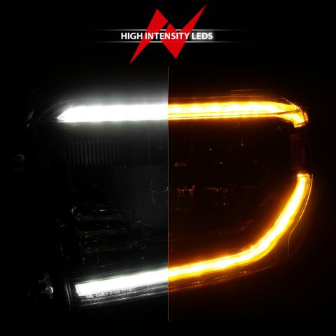 ANZO 14-21 Toyota Tundra (OE Halogen w/LED DRL) LED Crystal Headlights w/ Switchback & DRL - Blk thumbnail 6