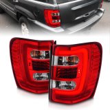 ANZO 1999-2004 Jeep Grand Cherokee LED Tail Lights w/ Light Bar Chrome Housing Red/Clear Lens thumbnail 2