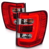 ANZO 1999-2004 Jeep Grand Cherokee LED Tail Lights w/ Light Bar Chrome Housing Red/Clear Lens thumbnail 4