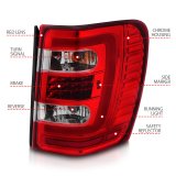 ANZO 1999-2004 Jeep Grand Cherokee LED Tail Lights w/ Light Bar Chrome Housing Red/Clear Lens thumbnail 8