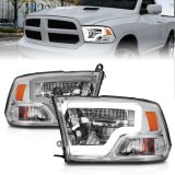 ANZO 2009-2020 Dodge Ram 1500 Full LED Square Projector Headlights w/ Chrome Housing Chrome Amber thumbnail 1