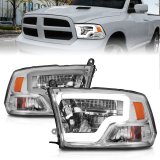 ANZO 2009-2020 Dodge Ram 1500 Full LED Square Projector Headlights w/ Chrome Housing Chrome Amber thumbnail 2