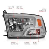 ANZO 2009-2020 Dodge Ram 1500 Full LED Square Projector Headlights w/ Chrome Housing Chrome Amber thumbnail 8