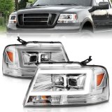 ANZO 2004-2008 Ford F-150 Projector Headlights w/ Light Bar Chrome Housing thumbnail 2