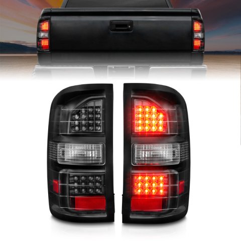 ANZO 2014-2018 GMC Sierra LED Tail Lights Black Housing Clear Lens thumbnail 1
