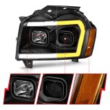 ANZO 2005-2007 Jeep Grand Cherokee Projector Headlights w/ Light Bar Switchback Black Housing thumbnail 9