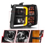 ANZO 2007-2013 Chevrolet Silverado 1500 Projector w/ Light Bar Black Housing w/ Sequential thumbnail 5
