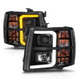 ANZO 2007-2013 Chevrolet Silverado 1500 Projector w/ Light Bar Black Housing w/ Sequential thumbnail 9