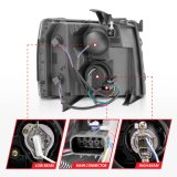 ANZO 2007-2013 Chevrolet Silverado 1500 Projector w/ Light Bar Chrome Housing w/ Sequential thumbnail 4