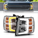 ANZO 2007-2013 Chevrolet Silverado 1500 Projector w/ Light Bar Chrome Housing w/ Sequential thumbnail 7