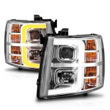 ANZO 2007-2013 Chevrolet Silverado 1500 Projector w/ Light Bar Chrome Housing w/ Sequential thumbnail 9
