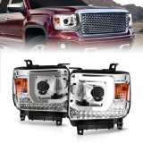 ANZO 14-15 GMC Sierra 1500/2500HD/3500HD Plank Style Projector Headlight - Chrome Housing thumbnail 1