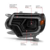 ANZO 12-15 Toyota Tacoma Projector Headlights - w/ Light Bar Switchback Black Housing thumbnail 9