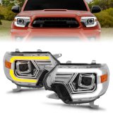 ANZO 12-15 Toyota Tacoma Projector Headlights - w/ Light Bar Switchback Chrome Housing thumbnail 2