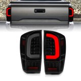 ANZO 16-21 Toyota Tacoma LED Tail Lights - w/ Light Bar Sequential Black Housing & Smoke Lens thumbnail 1