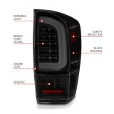 ANZO 16-21 Toyota Tacoma LED Tail Lights - w/ Light Bar Sequential Black Housing & Smoke Lens thumbnail 5