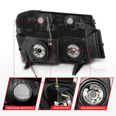 ANZO 04-12 GM Colorado/Canyon/I-Series Crystal Headlights - w/ Light Bar Black Housing 4pcs thumbnail 5