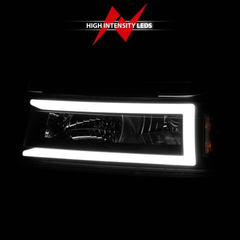 ANZO 04-12 GM Colorado/Canyon/I-Series Crystal Headlights - w/ Light Bar Black Housing 4pcs thumbnail 6