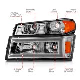 ANZO 04-12 GM Colorado/Canyon/I-Series Crystal Headlights - w/ Light Bar Chrome Housing 4pcs thumbnail 4