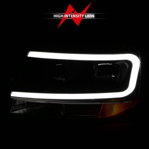 ANZO 99-04 Jeep Grand Cherokee Crystal Headlights - w/ Light Bar Black Housing thumbnail 9