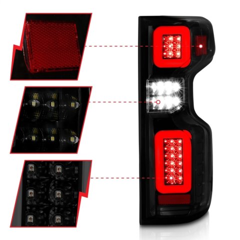 ANZO 19-21 Chevy Silverado Full LED Taillights Black Housing Smoke Lens G2 (w/C light Bars) thumbnail 4