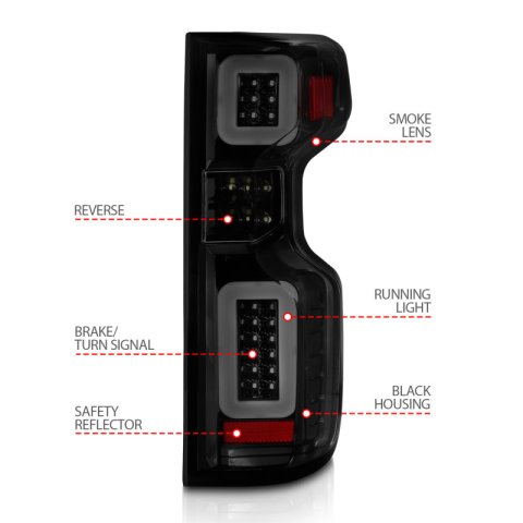 ANZO 19-21 Chevy Silverado Work Truck Full LED Taillights Blk Housing Smoke Lens G2 (w/C light Bars) thumbnail 7