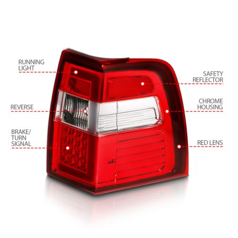 ANZO 07-17 For Expedition LED Taillights w/ Light Bar Chrome Housing Red/Clear Lens thumbnail 3