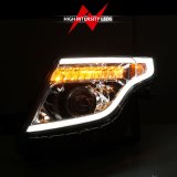 ANZO 11-15 Ford Explorer Projector Headlights w/ Light Bar Chrome Housing w/ Amber light thumbnail 5