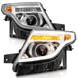 ANZO 11-15 Ford Explorer Projector Headlights w/ Light Bar Chrome Housing w/ Amber light thumbnail 6