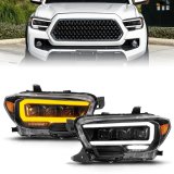 ANZO 16-22 Toyota Tacoma LED Projector Headlights w/ Light Bar Sequential Black Housing w/Initiation thumbnail 3