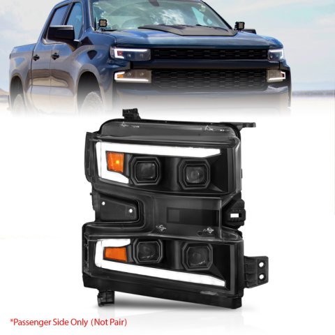 ANZO 19-22 Chevrolet Silverado 1500 LED Proj HL w/Lgt Bar SwBk Seq. Blk w/In. Light - Passenger Side thumbnail 3