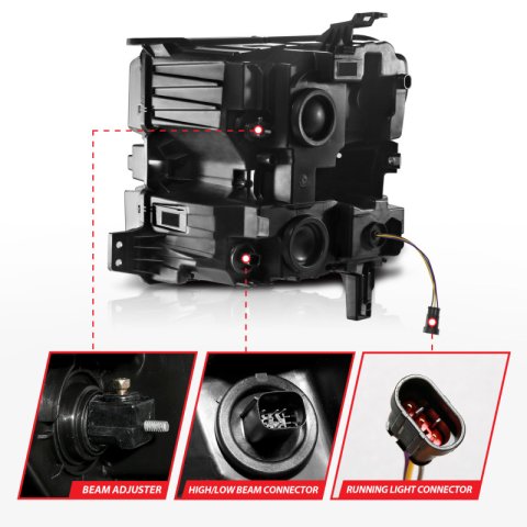 ANZO 19-22 Chevrolet Silverado 1500 LED Proj HL w/Lgt Bar SwBk Seq. Blk w/In. Light - Passenger Side thumbnail 9