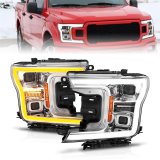 ANZO 18-20 Ford F-150 (w/o Fctry LED) Full LED Proj Headlights w/Light Bar Swtchbk Seq. Chrome w/Int thumbnail 1