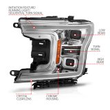 ANZO 18-20 Ford F-150 (w/o Fctry LED) Full LED Proj Headlights w/Light Bar Swtchbk Seq. Chrome w/Int thumbnail 7