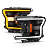 ANZO 18-20 Ford F-150 (w/o Fctry LED) Full LED Proj Headlights w/Light Bar Swtchbk Seq. Black w/Init thumbnail 2