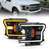 ANZO 18-20 Ford F-150 (w/o Fctry LED) Full LED Proj Headlights w/Light Bar Swtchbk Seq. Black w/Init thumbnail 4