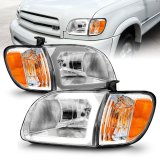 ANZO 00-04 Toyota Tundra (Reg/Acc Cab Only) Crystal Headlights w/Lgt Bar Chrome w/Corner Lights 2pc thumbnail 4