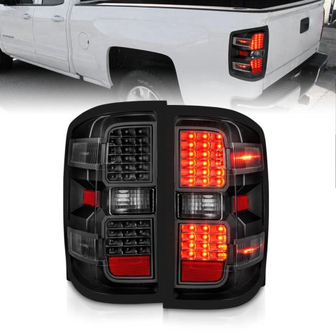 ANZO 15-19 Chevy Silverado 2500HD/3500HD (Factory Halogen Only) LED Tail Lights Black w/Clear Lens thumbnail 2