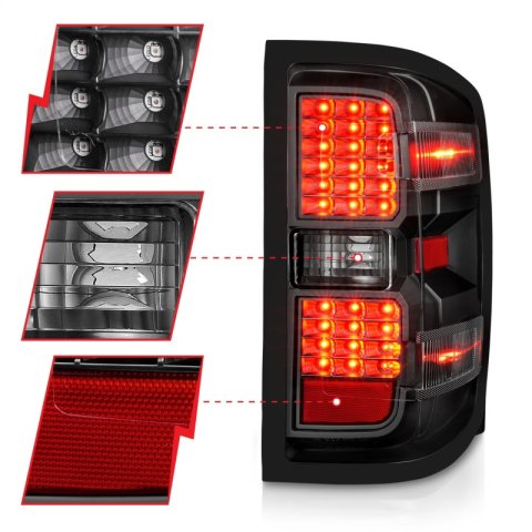 ANZO 15-19 Chevy Silverado 2500HD/3500HD (Factory Halogen Only) LED Tail Lights Black w/Clear Lens thumbnail 7