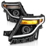 ANZO 11-15 Ford Explorer (w/Factory Halogen HL Only) Projector Headlights w/Light Bar Black Housing thumbnail 5