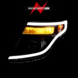 ANZO 11-15 Ford Explorer (w/Factory Halogen HL Only) Projector Headlights w/Light Bar Black Housing thumbnail 7