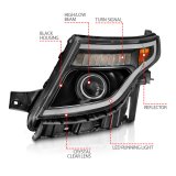 ANZO 11-15 Ford Explorer (w/Factory Halogen HL Only) Projector Headlights w/Light Bar Black Housing thumbnail 8