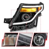 ANZO 11-15 Ford Explorer (w/Factory Halogen HL Only) Projector Headlights w/Light Bar Black Housing thumbnail 9