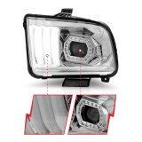 ANZO 05-09 Ford Mustang (w/Factory Halogen HL Only) Projector Headlights w/Light Bar Chrome Housing thumbnail 4