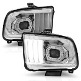 ANZO 05-09 Ford Mustang (w/Factory Halogen HL Only) Projector Headlights w/Light Bar Chrome Housing thumbnail 5