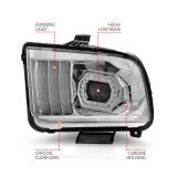 ANZO 05-09 Ford Mustang (w/Factory Halogen HL Only) Projector Headlights w/Light Bar Chrome Housing thumbnail 9