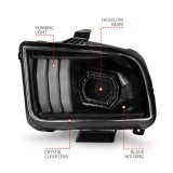 ANZO 05-09 Ford Mustang (w/Factory Halogen HL Only) Projector Headlights w/Light Bar Black Housing thumbnail 3